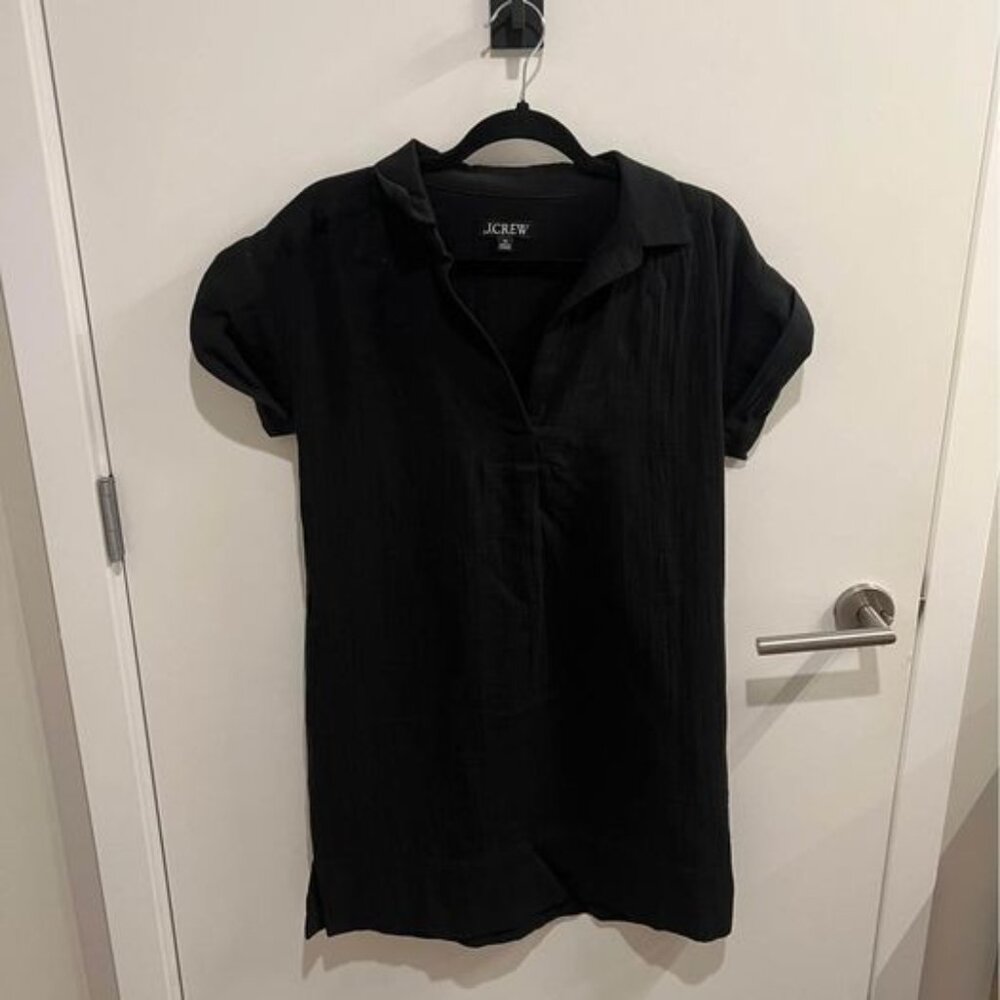 JCrew V-neck shirtdress in soft gauze black XS